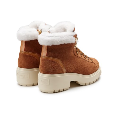 Women's brown suede hiking boot - Santoni - 4