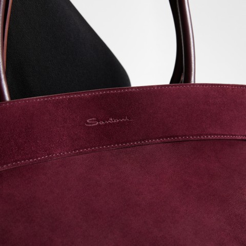 Borsa a spalla in suede bordeaux - Santoni - 7