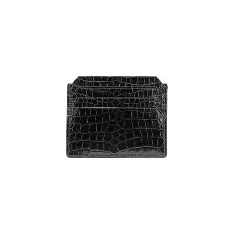 Schwarzes Kreditkartenetui aus Alligatorleder - Santoni - 4
