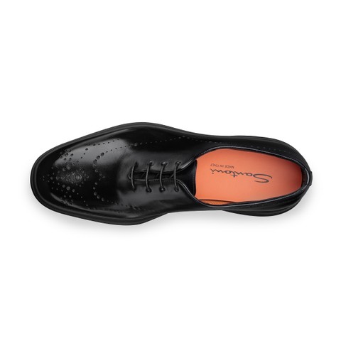 Men's black leather Easy Nova brogue Oxford shoe - Santoni - 4