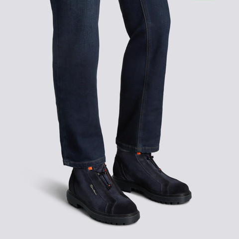 Men's blue suede hiking boot - Santoni - 2