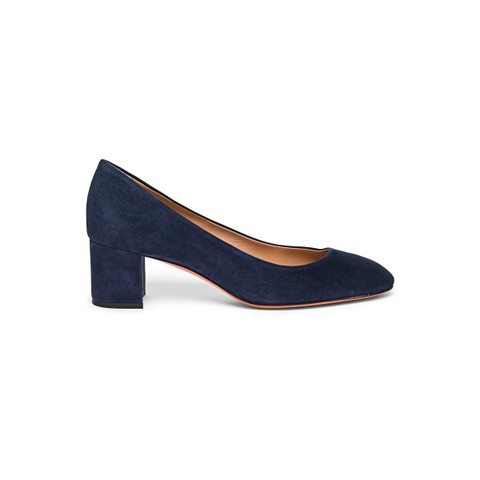 Women's blue suede mid-heel pump - Santoni - 1
