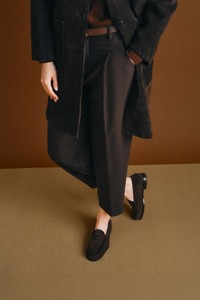 Mocassin Penny en daim brun fonc&eacute; pour femme - Santoni - editorial
