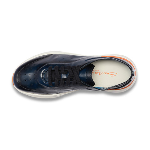 Men's blue leather Easy Bounce sneaker - Santoni - 5