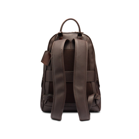 Dark brown tumbled leather backpack - Santoni - 5