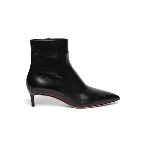 Women's black leather low-heel ankle boot - Santoni - 1