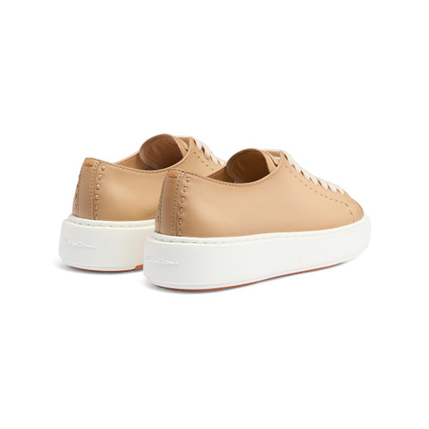 Women's light brown leather sneaker - Santoni - 4