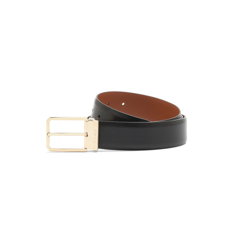 Men&rsquo;s polished brown leather adjustable belt - Santoni - 1