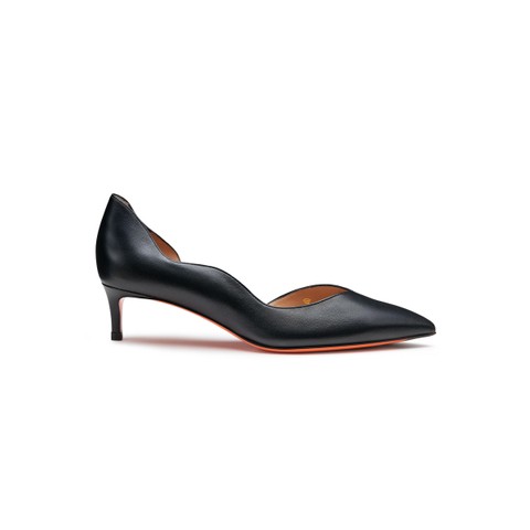 Women's black leather mid-heel pump - Santoni - 1