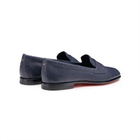 Women's blue leather penny loafer - Santoni - 2