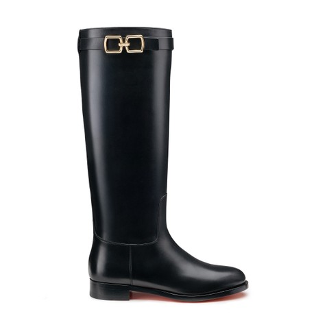 Women's black leather boot - Santoni - 1