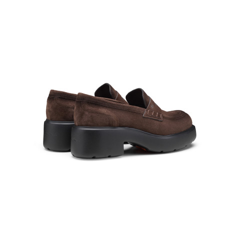 Damen-Mokassin Easy Penny aus dunkelbraunem Wildleder - Santoni - 3