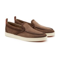 Men's dark brown suede Weekend loafer - Santoni - 2