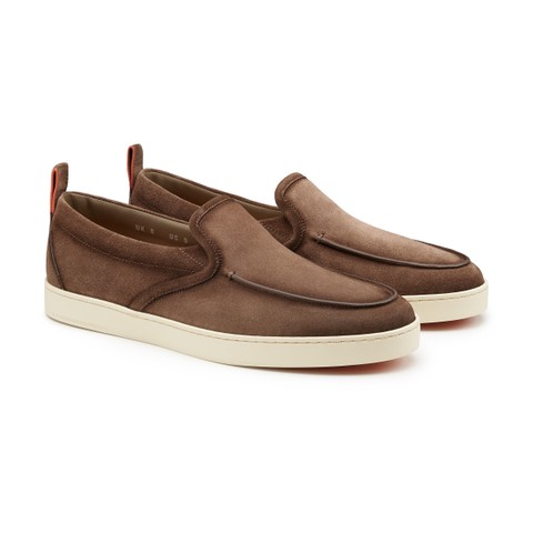 Men's dark brown suede Weekend loafer - Santoni - 2