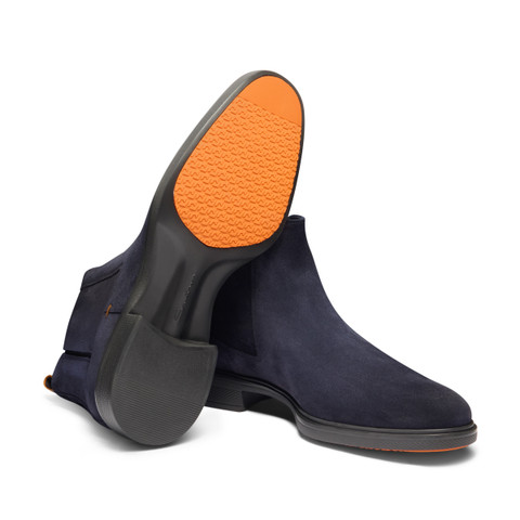 Men's blue suede Easy boot - Santoni - 3
