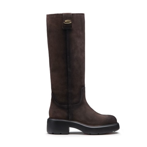 Women's dark brown suede Easy boot - Santoni - 1