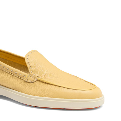 Women's yellow tumbled leather loafer - Santoni - 6