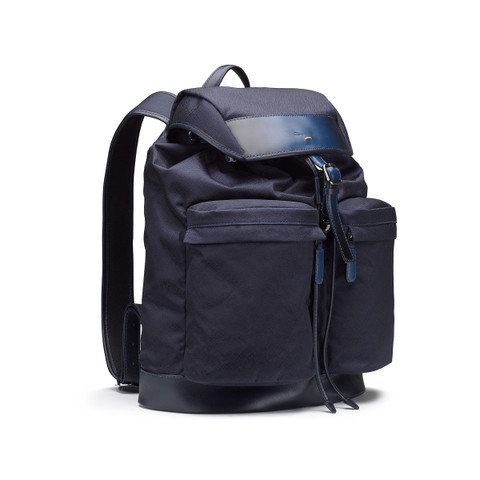 Blue leather and nylon backpack - Santoni - 3