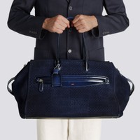 Blue suede and leather weekend bag - Santoni - 2