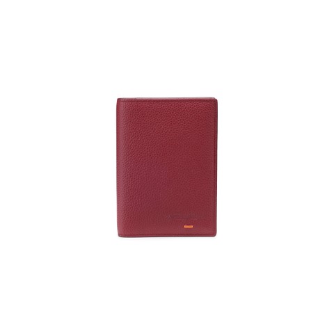 Burgundy tumbled leather passport case - Santoni - 1