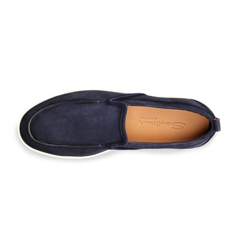 Men's blue suede Weekender loafer - Santoni - 4