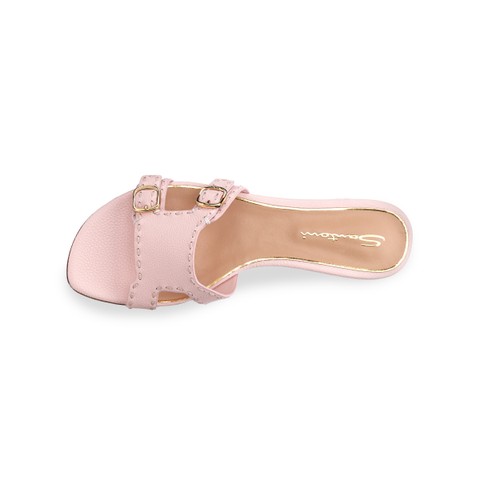 Women's pink leather Didi slide sandal - Santoni - 5
