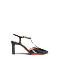 Women's black patent leather high-heel T-bar pump - Santoni - 1