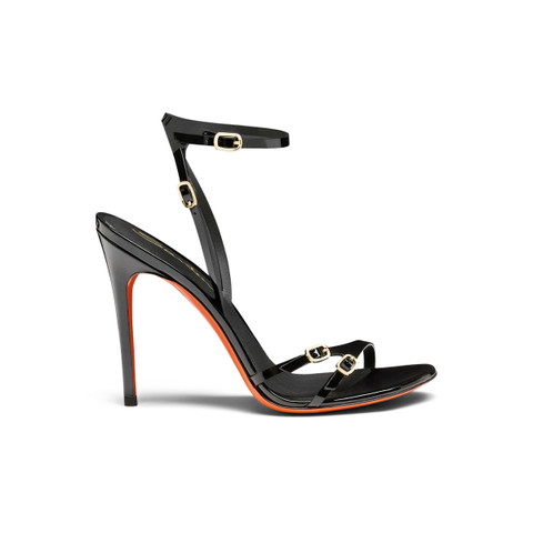 Women's black patent leather high-heel sandal - Santoni - 1