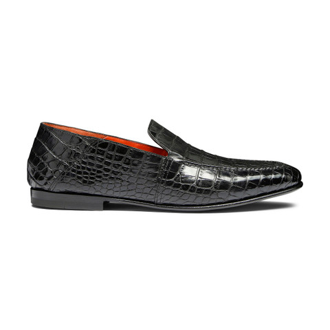 Mocassin en alligator gris pour homme - Santoni - 1