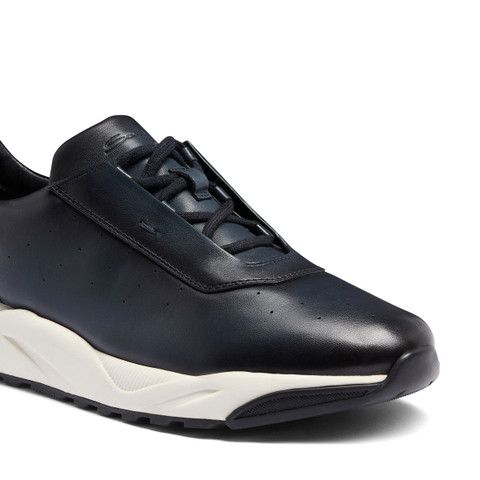 Men's blue leather sneaker - Santoni - 6