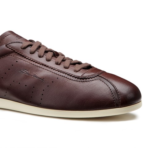 Men's dark brown leather sneaker - Santoni - 5