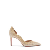 Women's beige suede and strass high-heel pump - Santoni - 1