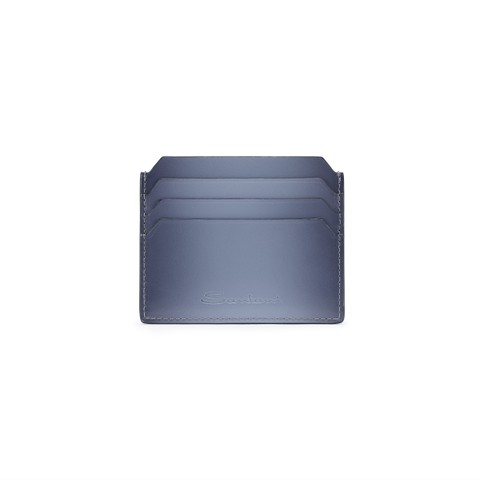 حافظة لبطاقات الائتمان من الجلد بلون أزرق فاتح - Santoni - 1