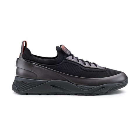 Men's grey leather sneaker - Santoni - 1