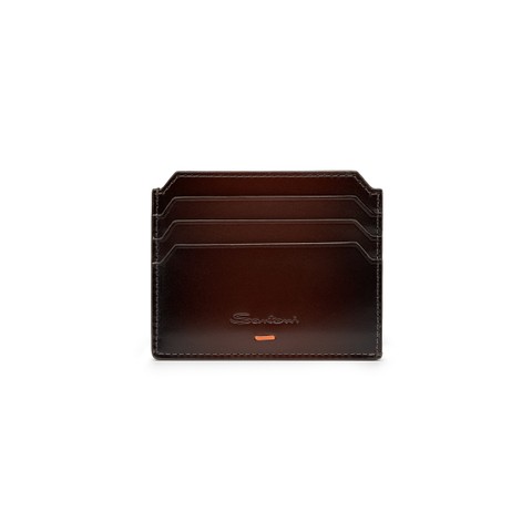 Dark brown leather credit card holder - Santoni - 1