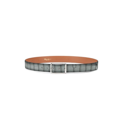 Grey alligator nubuck belt - Santoni - 3