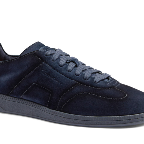 Men's blue suede DBS Oly sneaker - Santoni - 6