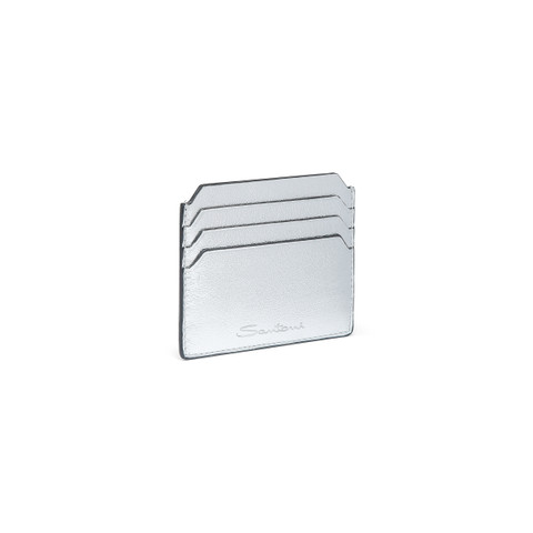 Silver laminated leather credit card holder - Santoni - 3