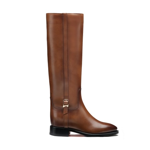 Women's dark brown leather boot - Santoni - 1