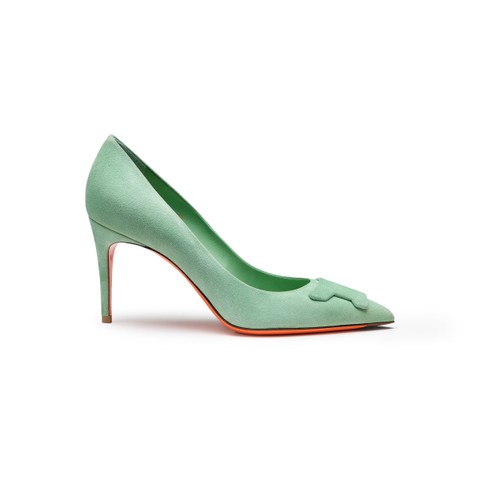 Women's green suede high-heel Santoni Sibille pump - Santoni - 1