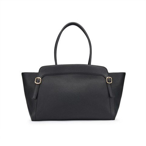 Borsa a spalla in pelle bottalata nera - Santoni - 4