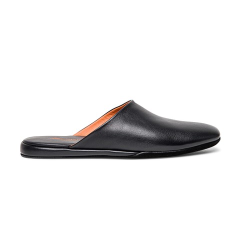 Men&rsquo;s black leather slipper - Santoni - 1