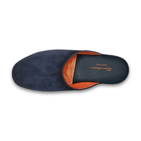 Men&rsquo;s blue suede slipper - Santoni - 8