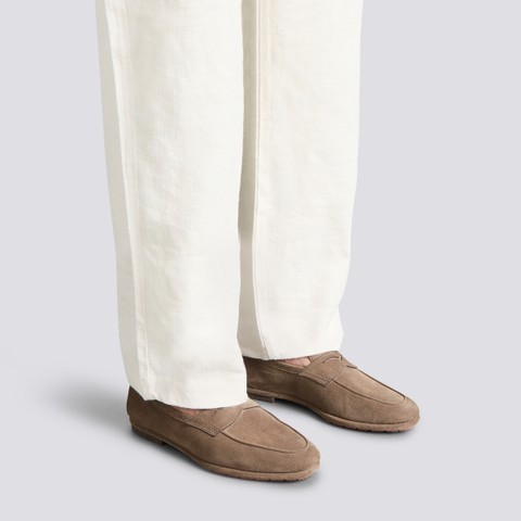 Men's brown suede Carlo penny loafer - Santoni - 2