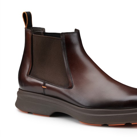 Men's dark brown leather Easy Nova ankle boot - Santoni - 6