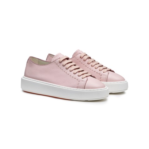 Women's pink leather sneaker - Santoni - 2