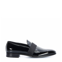 Men's black patent leather loafer - Santoni - 1