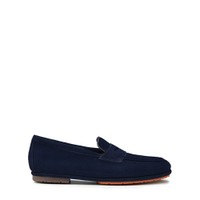 Women's blue suede Carla Driver penny loafer - Santoni - 1