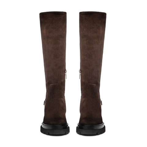 Dunkelbraune Stiefel für Damen aus Wildleder - Santoni - 5