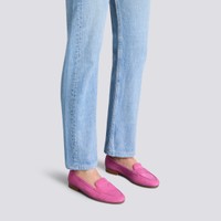 Women's pink suede Carla penny loafer - Santoni - 2